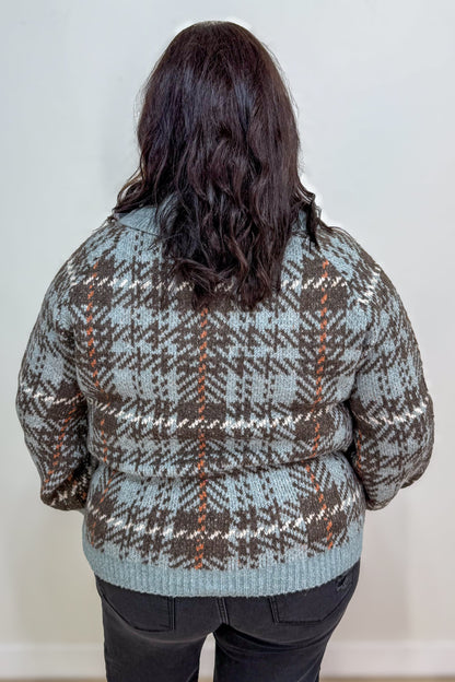 Slate Check Jaquard Sweater Jacket back