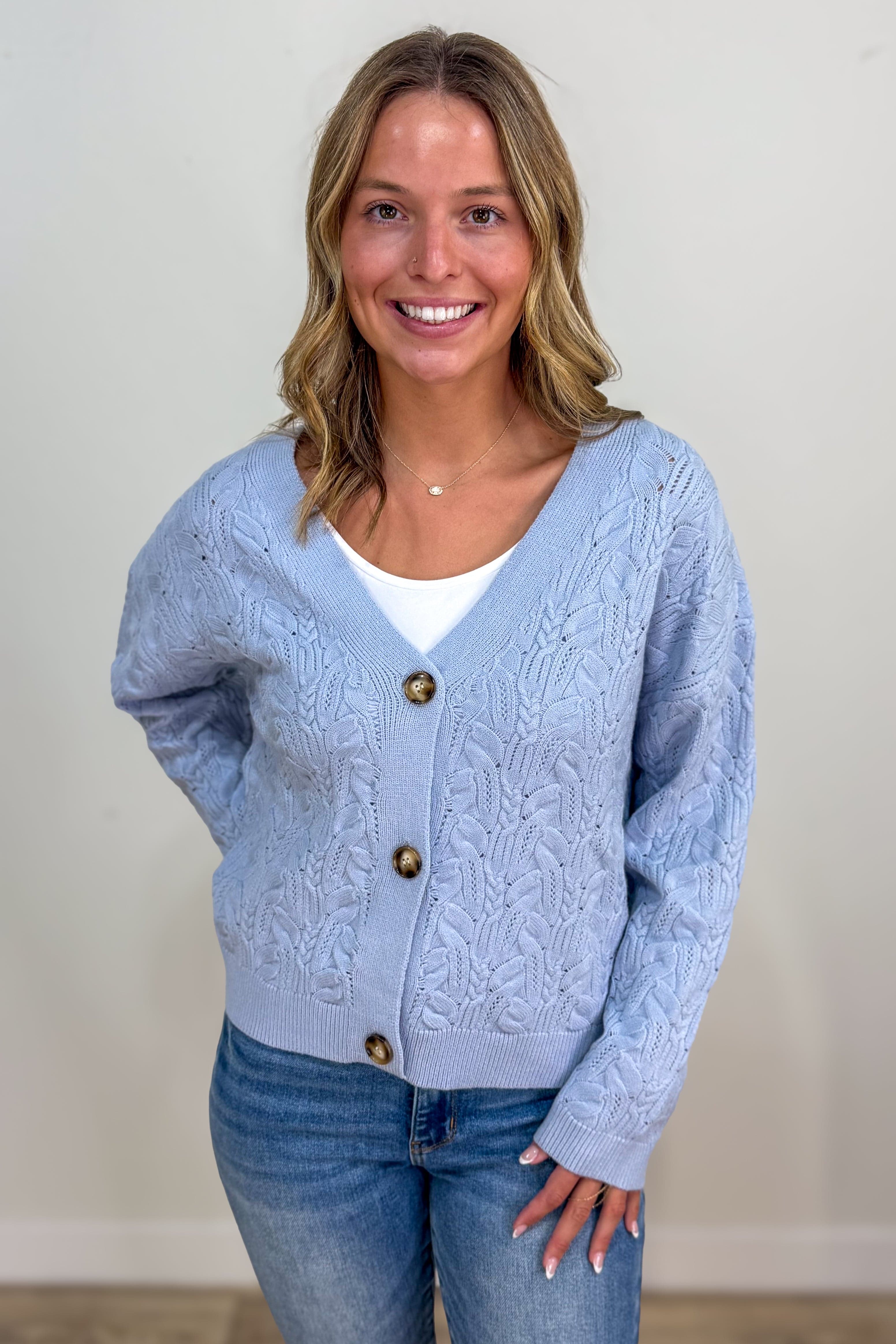 Light Blue Cable Cardigan
