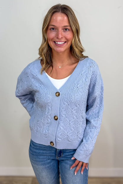 Light Blue Cable Cardigan