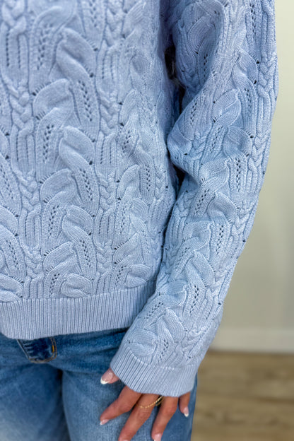 Light Blue Cable Cardigan detail