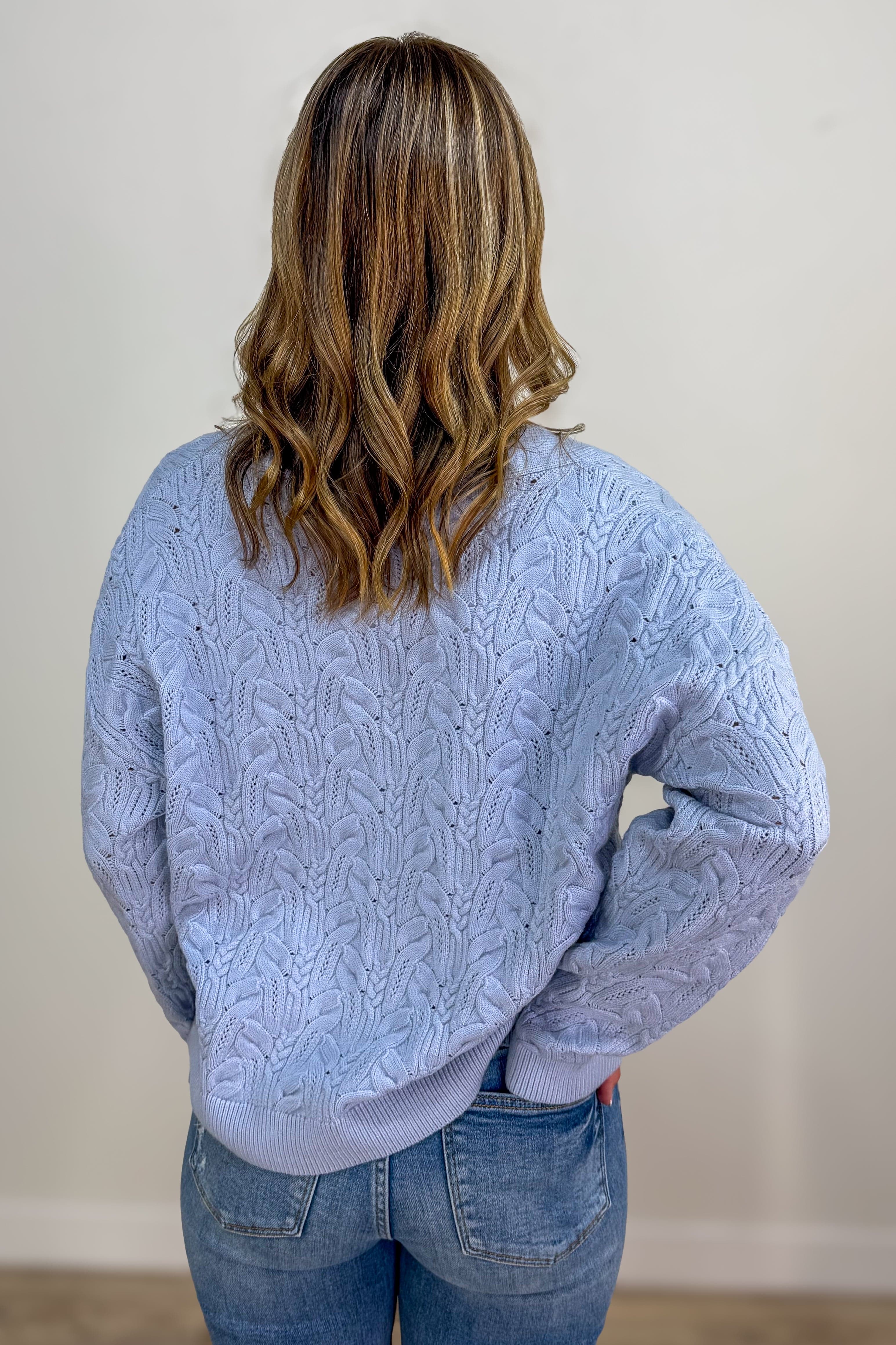 Light Blue Cable Cardigan back