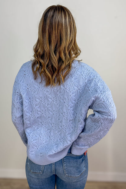 Light Blue Cable Cardigan back