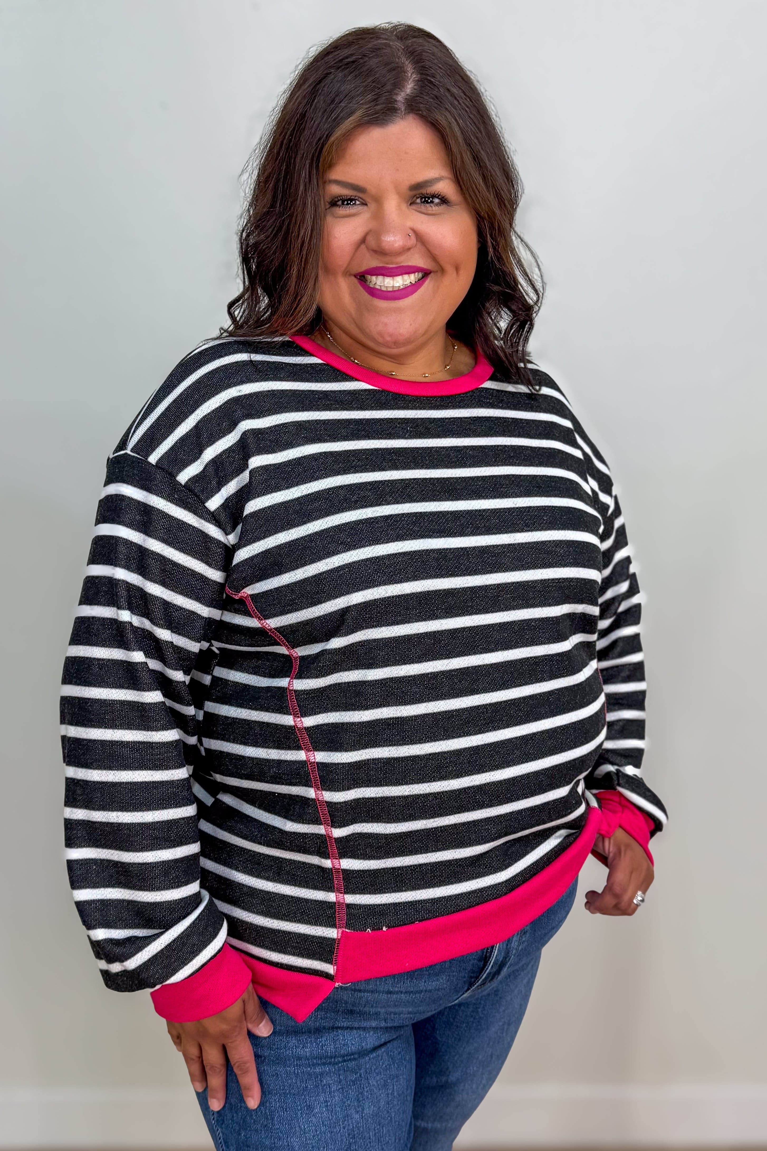 Fuchsia & Stripe Sweatshirt