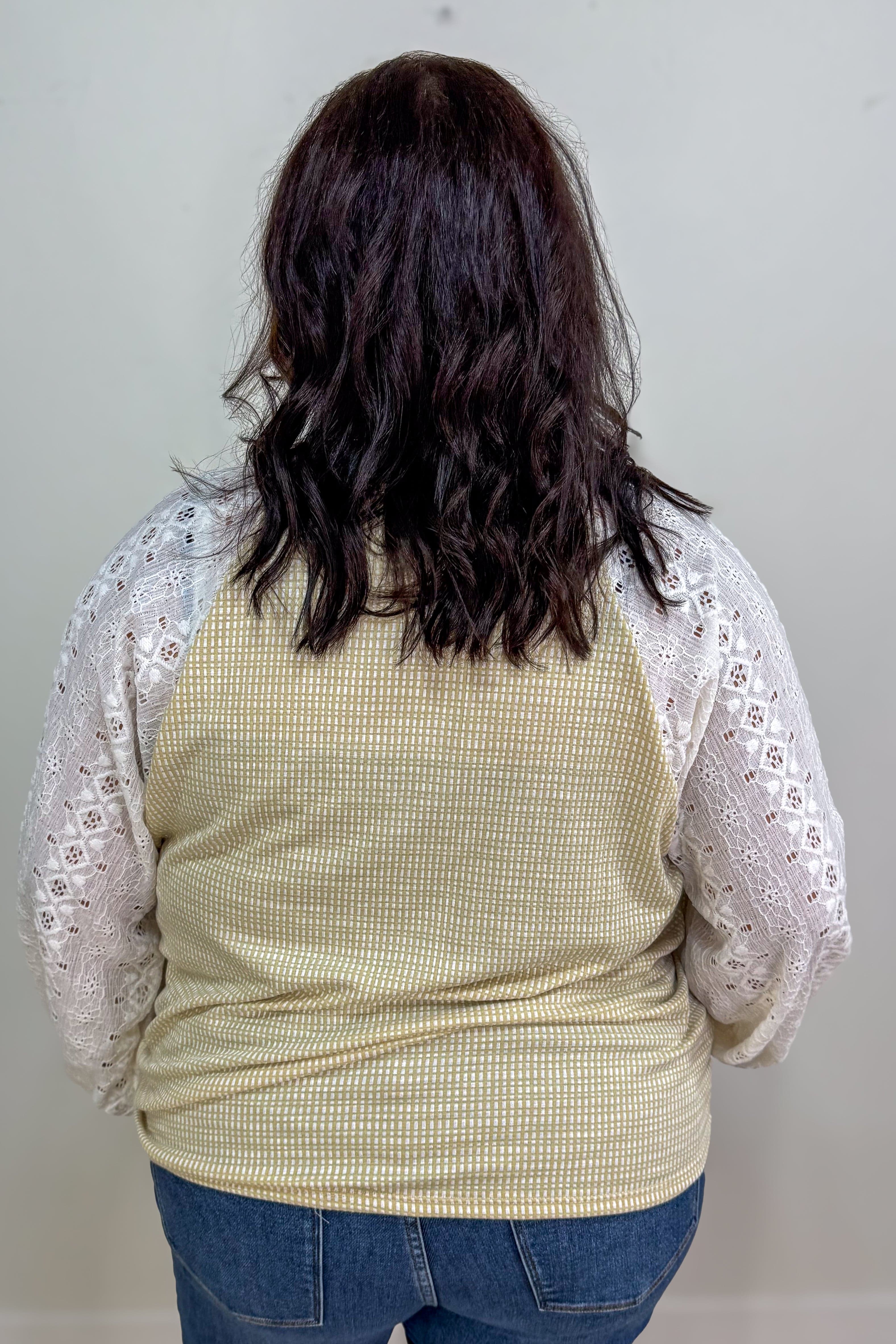 Taupe Lace Sleeve Top back