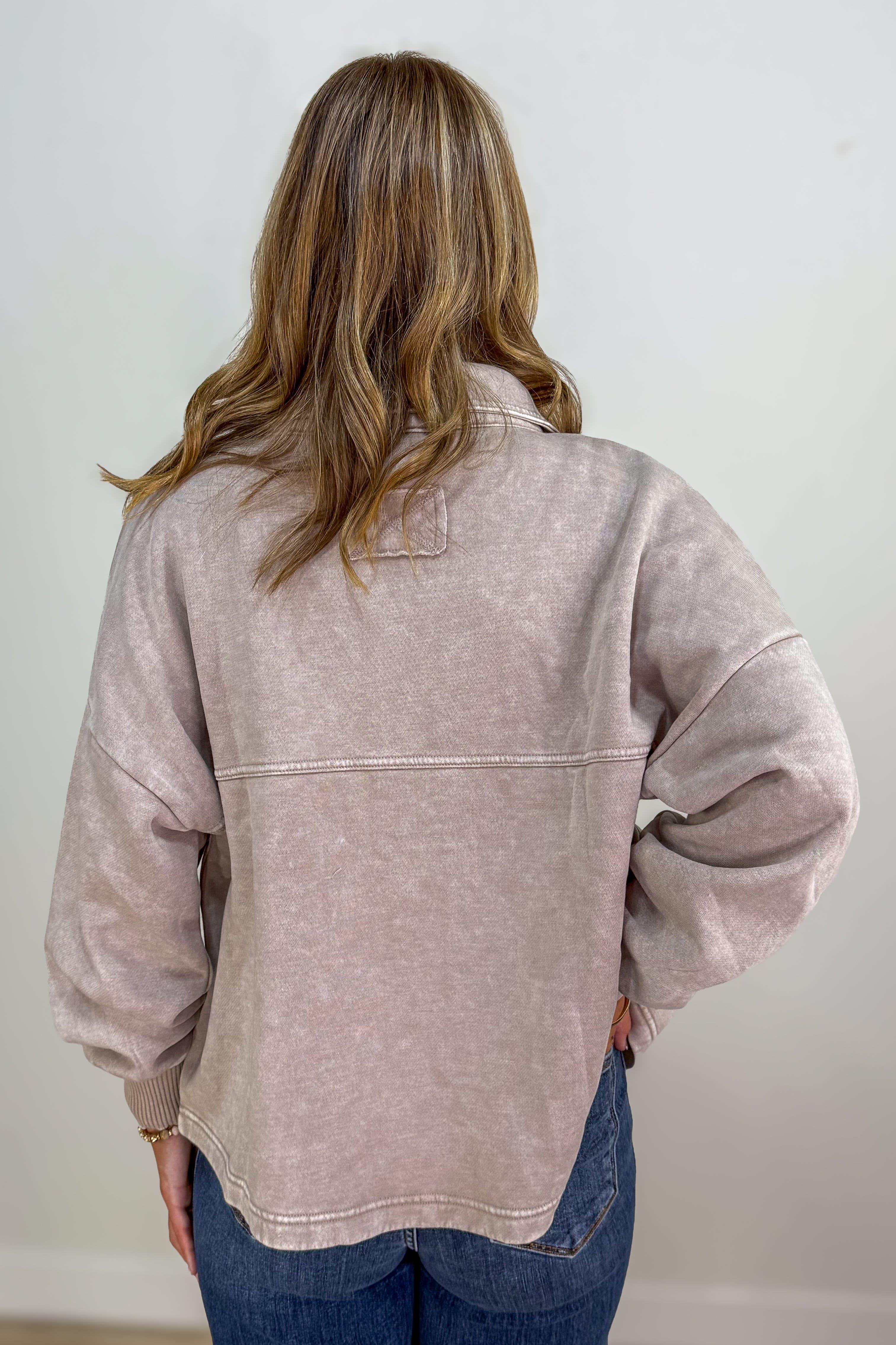 Ash Mocha Fleece Cropped Shacket back