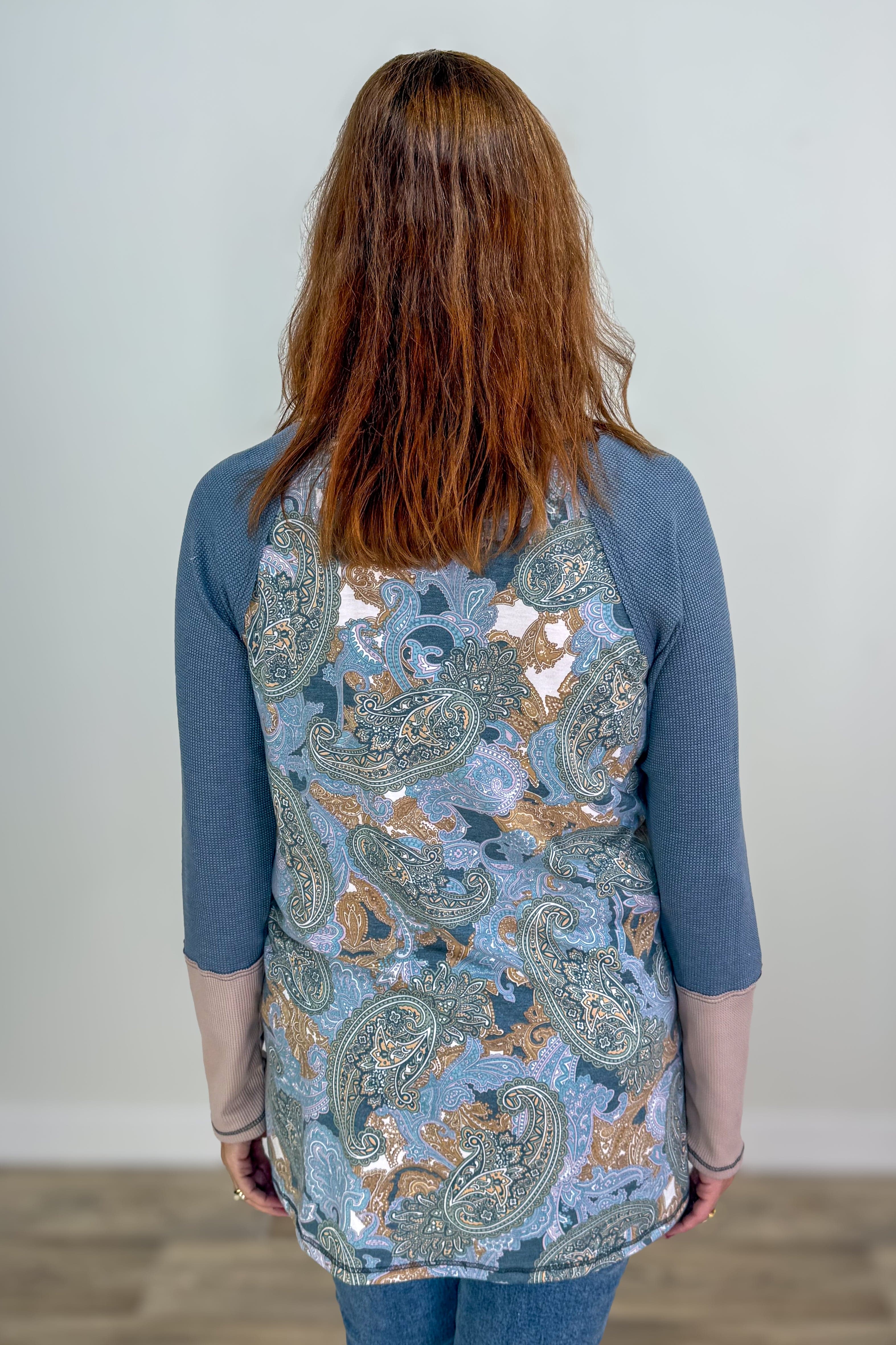 Paisley & Waffle Sleeve Top back