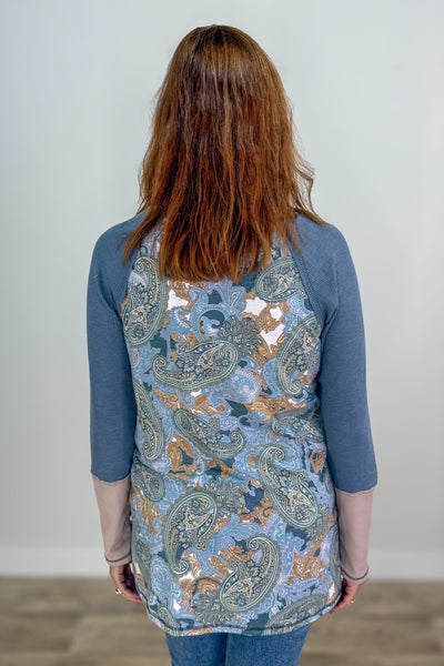 Paisley & Waffle Sleeve Top back