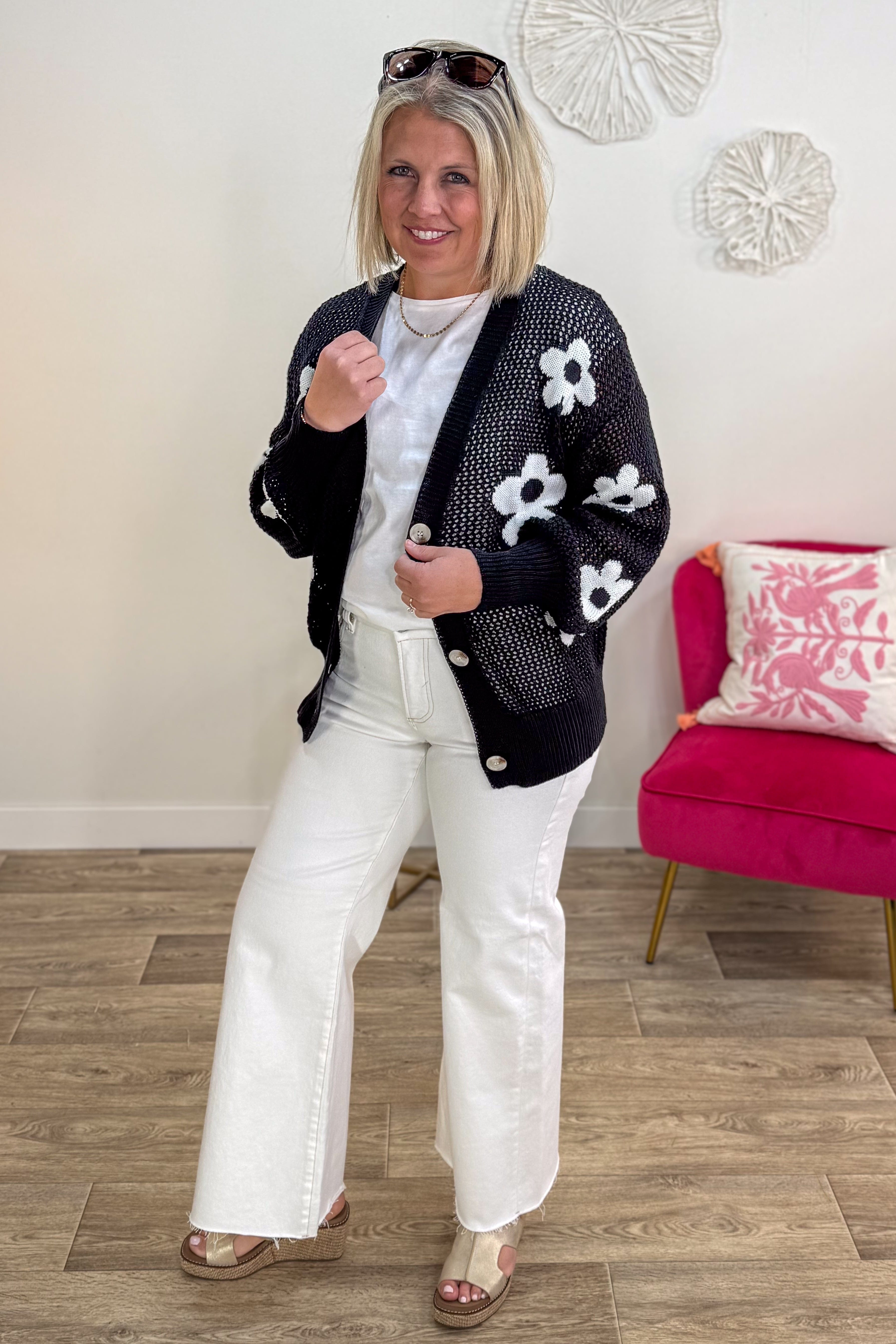 Black Daisy Cardigan