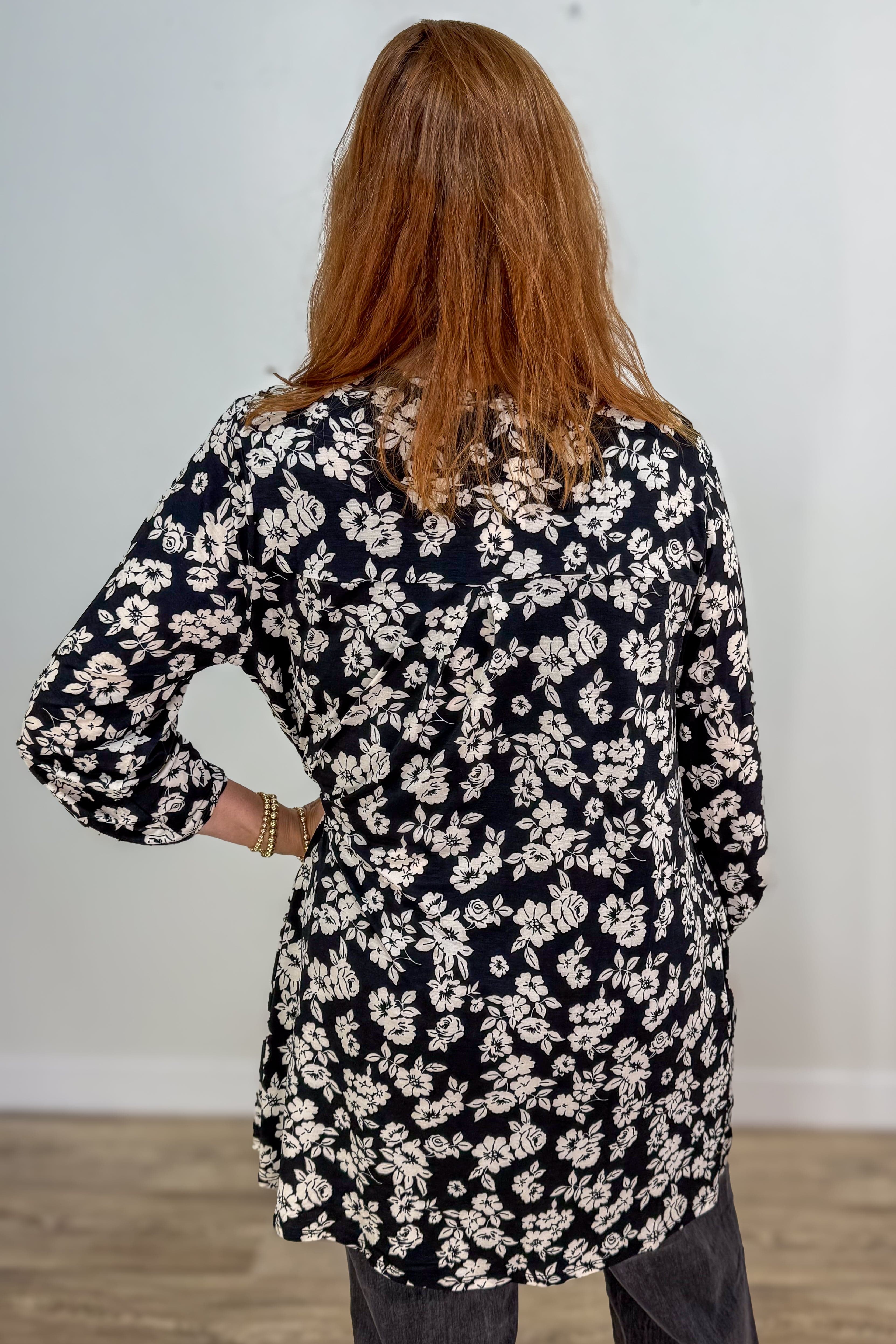 Black Print Cardigan back