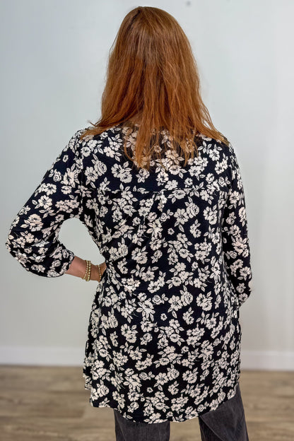 Black Print Cardigan back