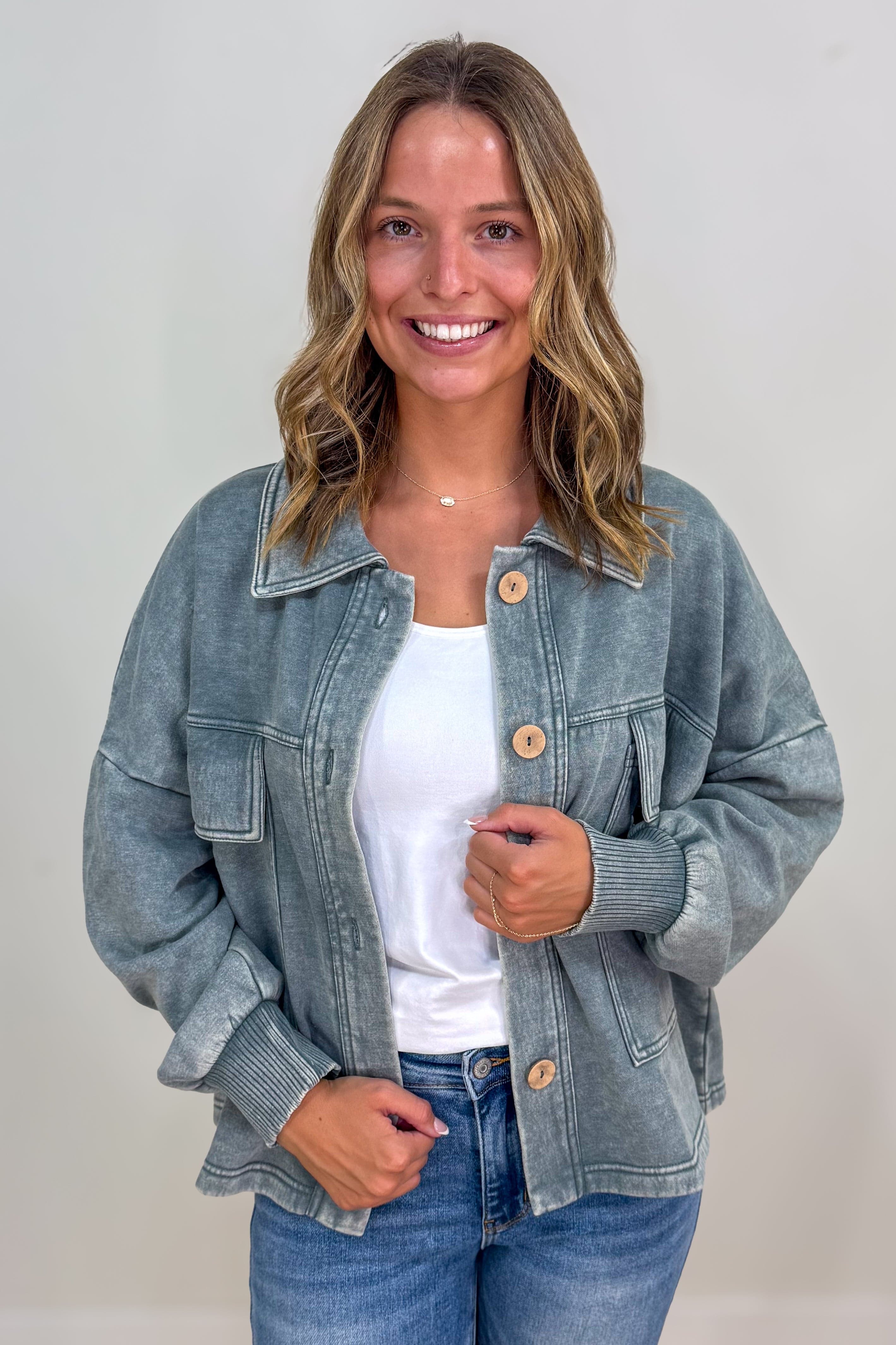 Ash Jade Fleece Cropped Shacket