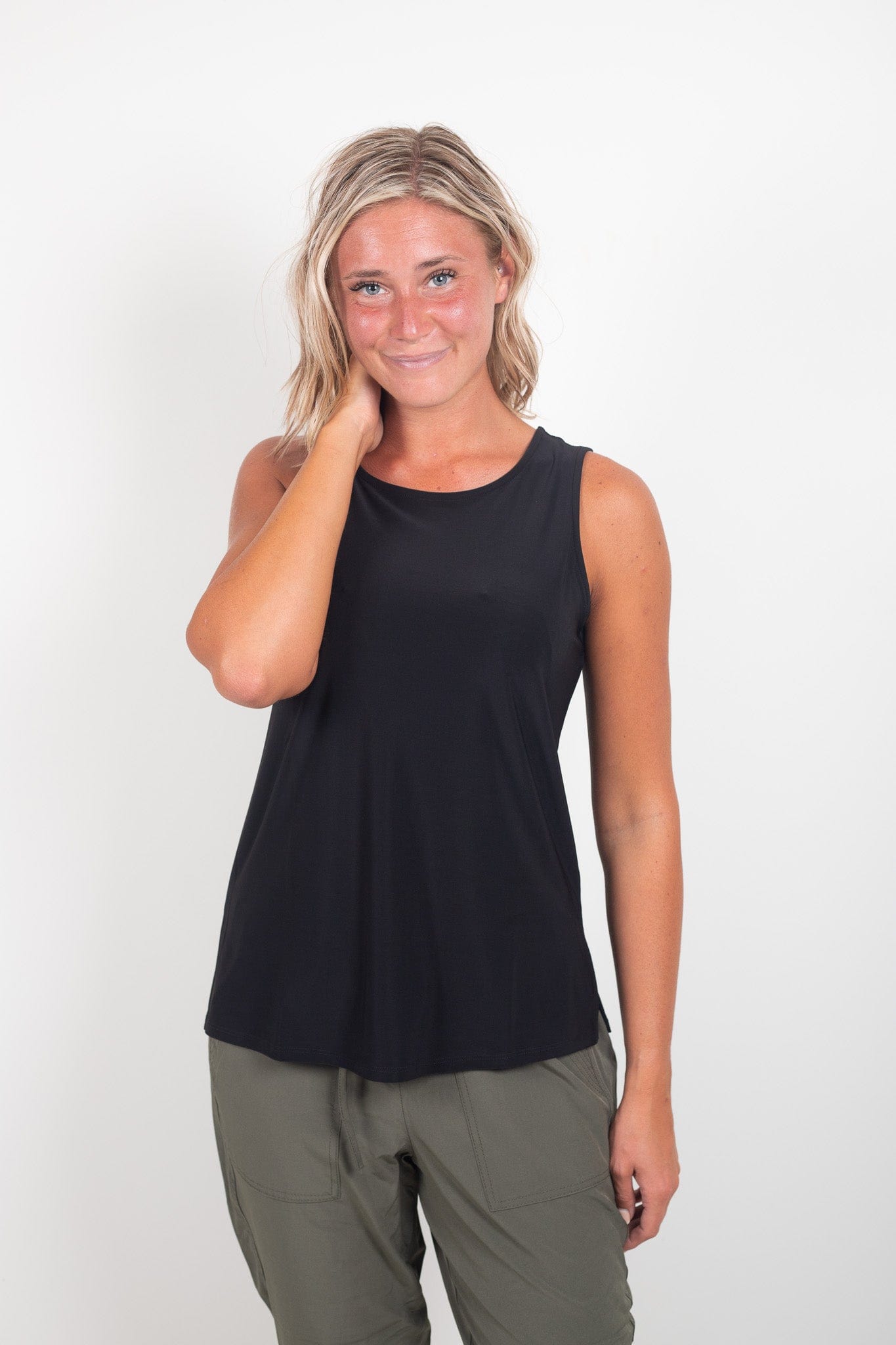 Black Round Neck Tank Top