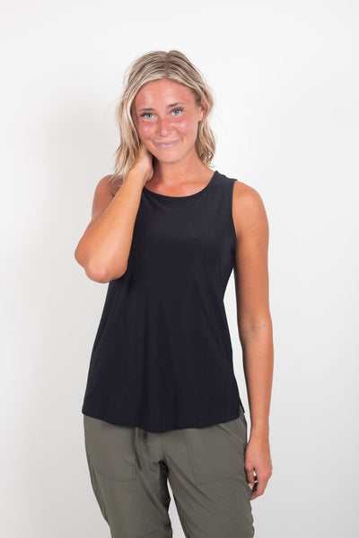 Black Round Neck Tank Top
