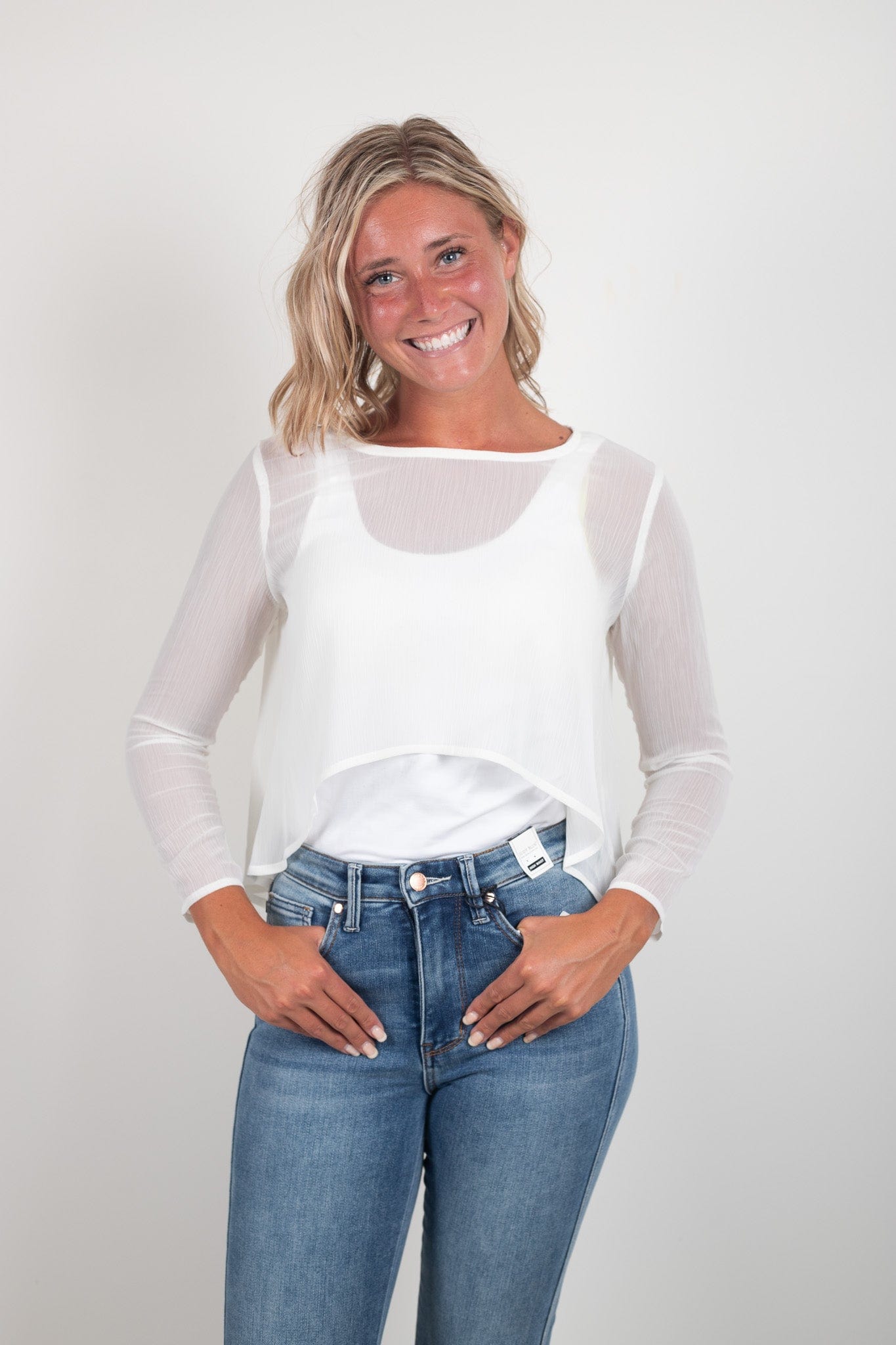 White Chiffon Shorty Pop Over