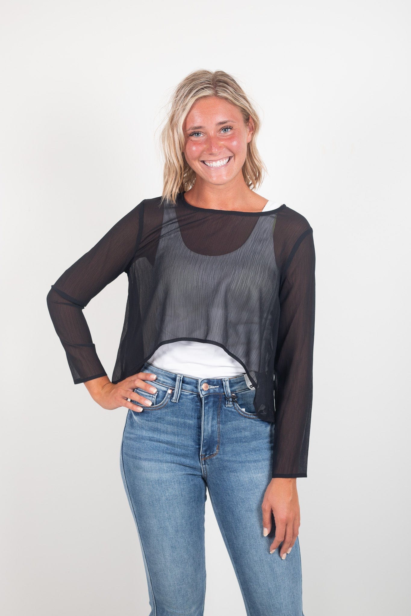 Black Chiffon Shorty Pop Over