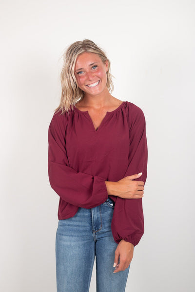 Wine Longsleeve Blouse