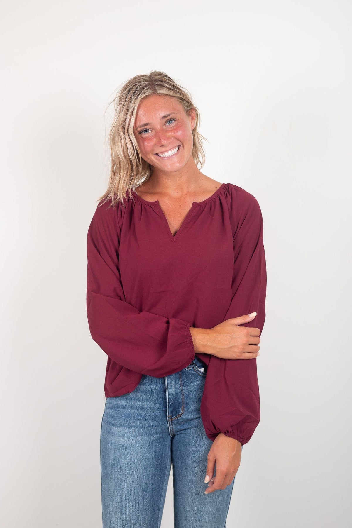 Wine Longsleeve Blouse