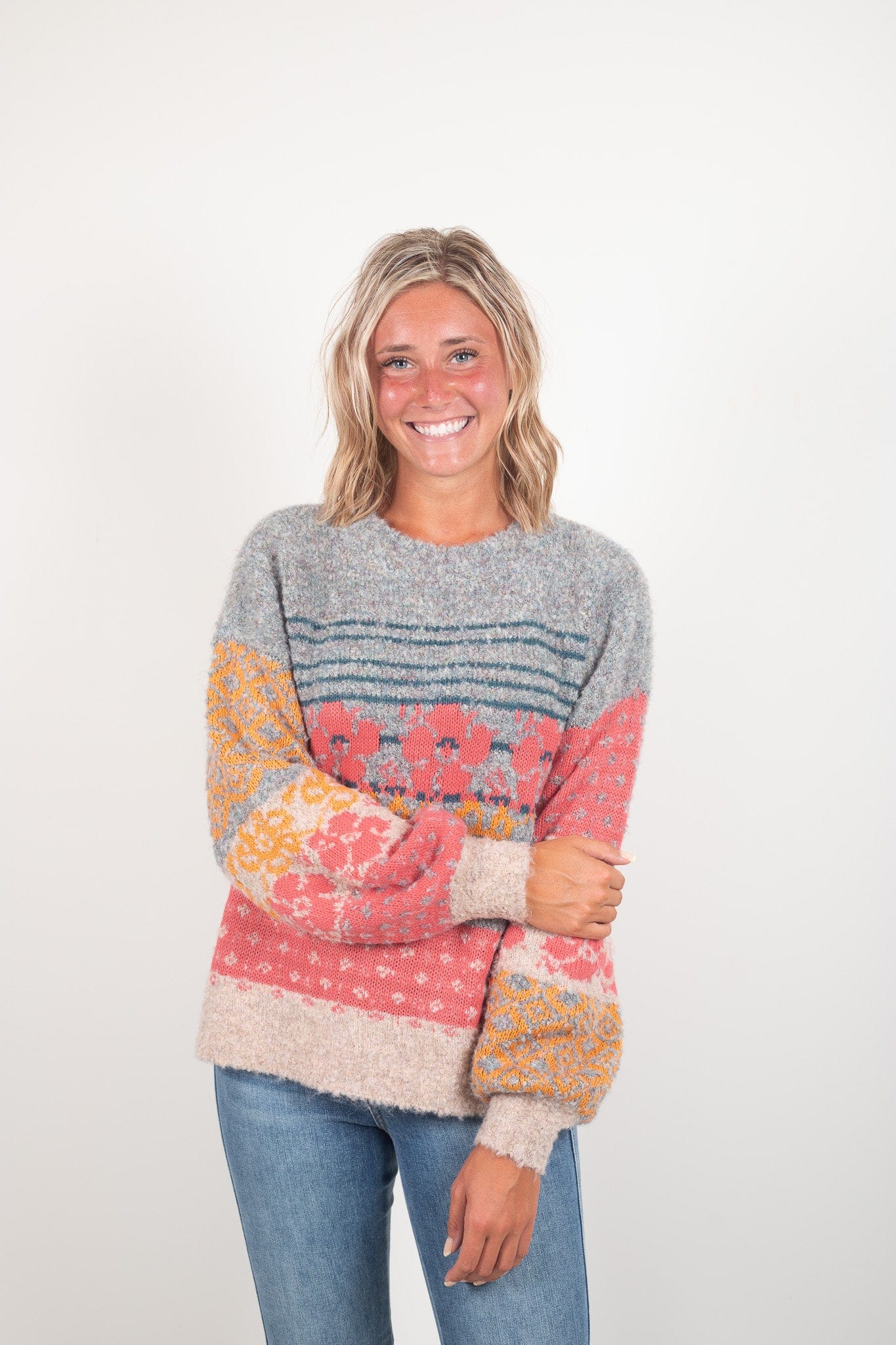 Forest Green Floral Texture Sweater