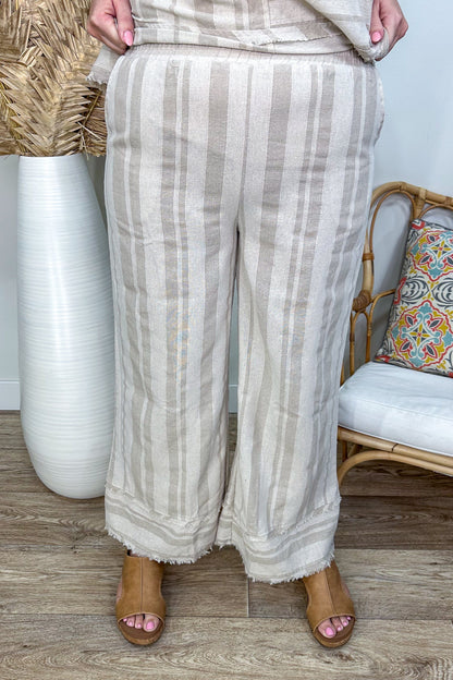 Taupe Stripe Wide Leg Pants