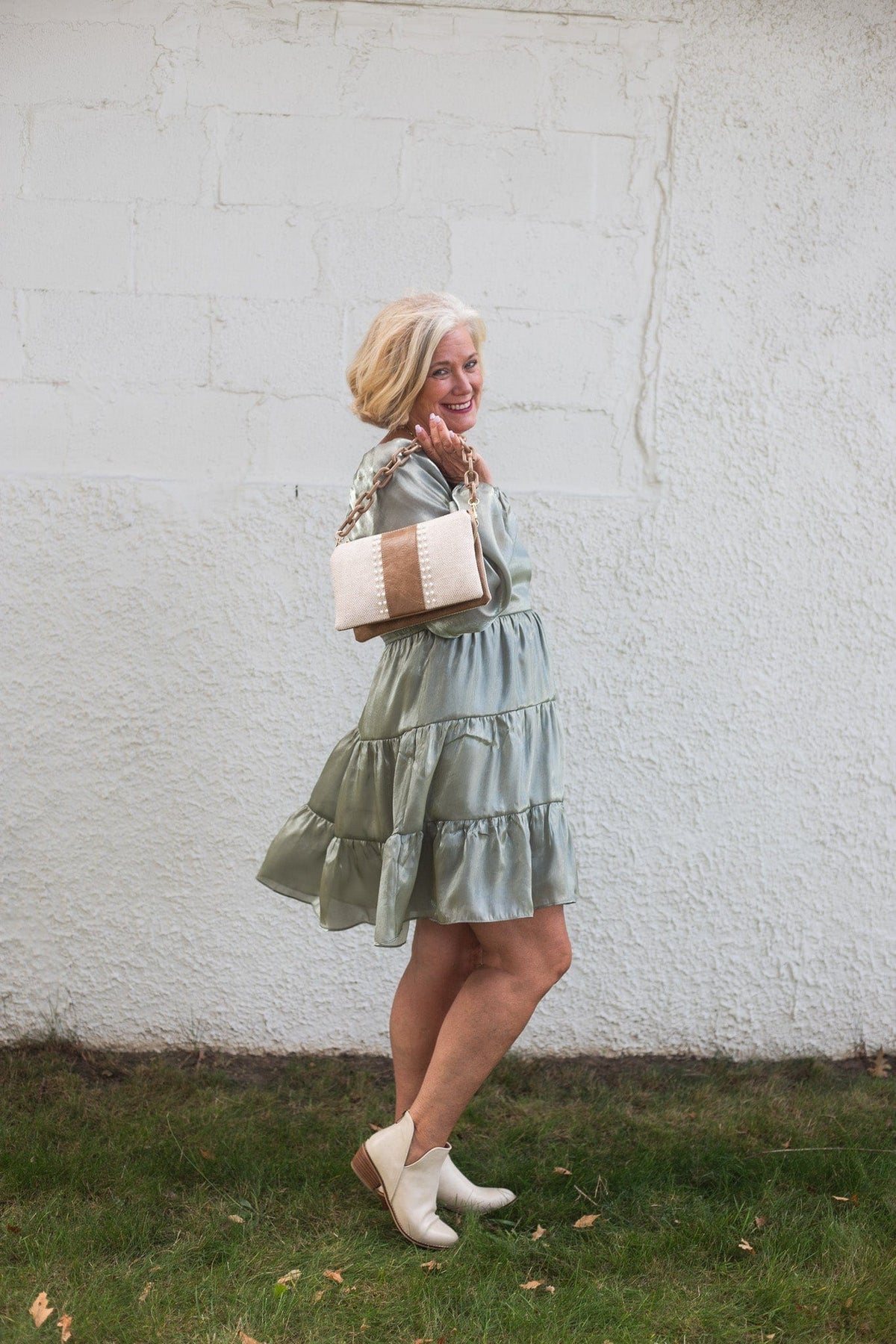 Olive Shimmer Dress