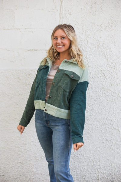 Sage Multi Colorblock Corduroy Jacket