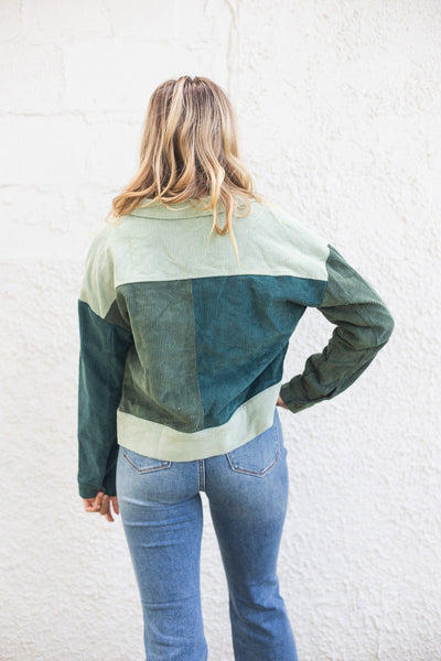 Sage Multi Colorblock Corduroy Jacket