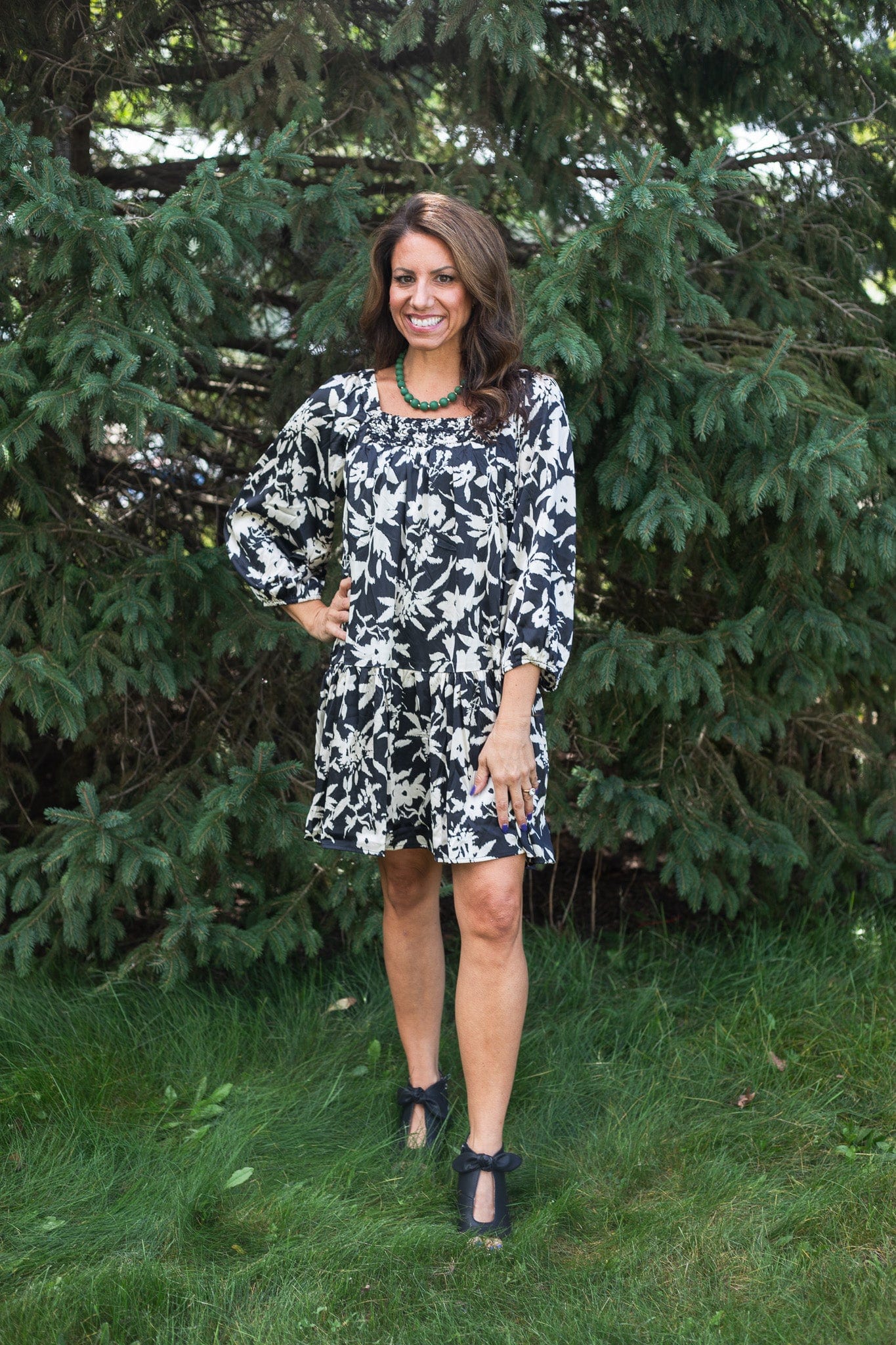 Black & Ivory Silky Dress