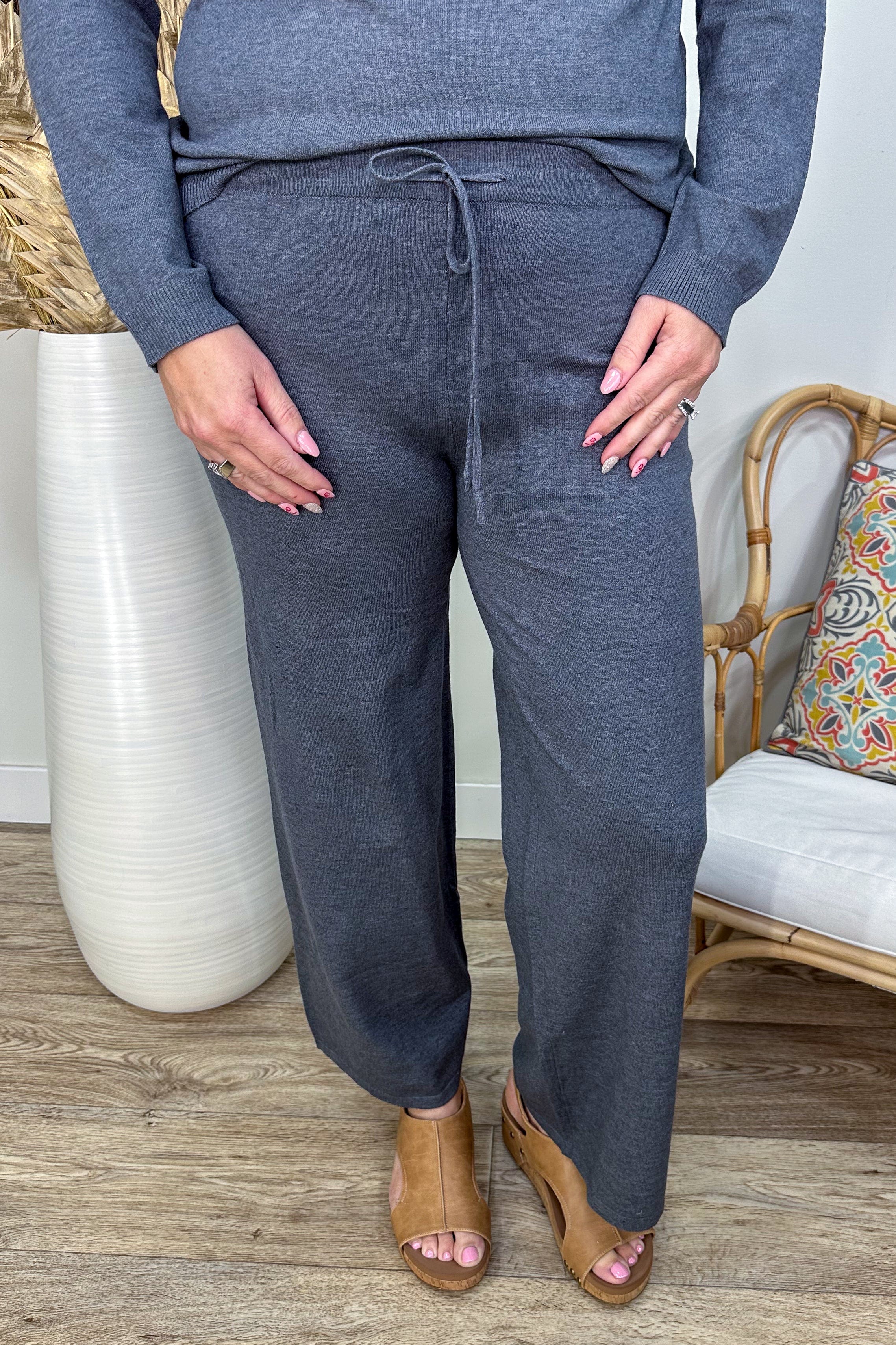 Grey Wide Leg Knit Pant