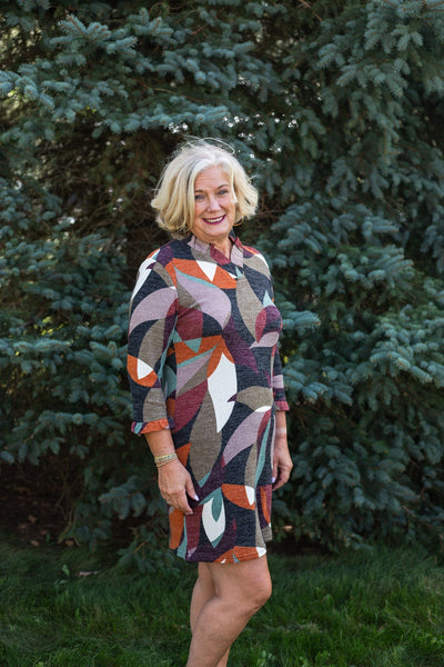 Rust Trinity Ruffle Neck Dress
