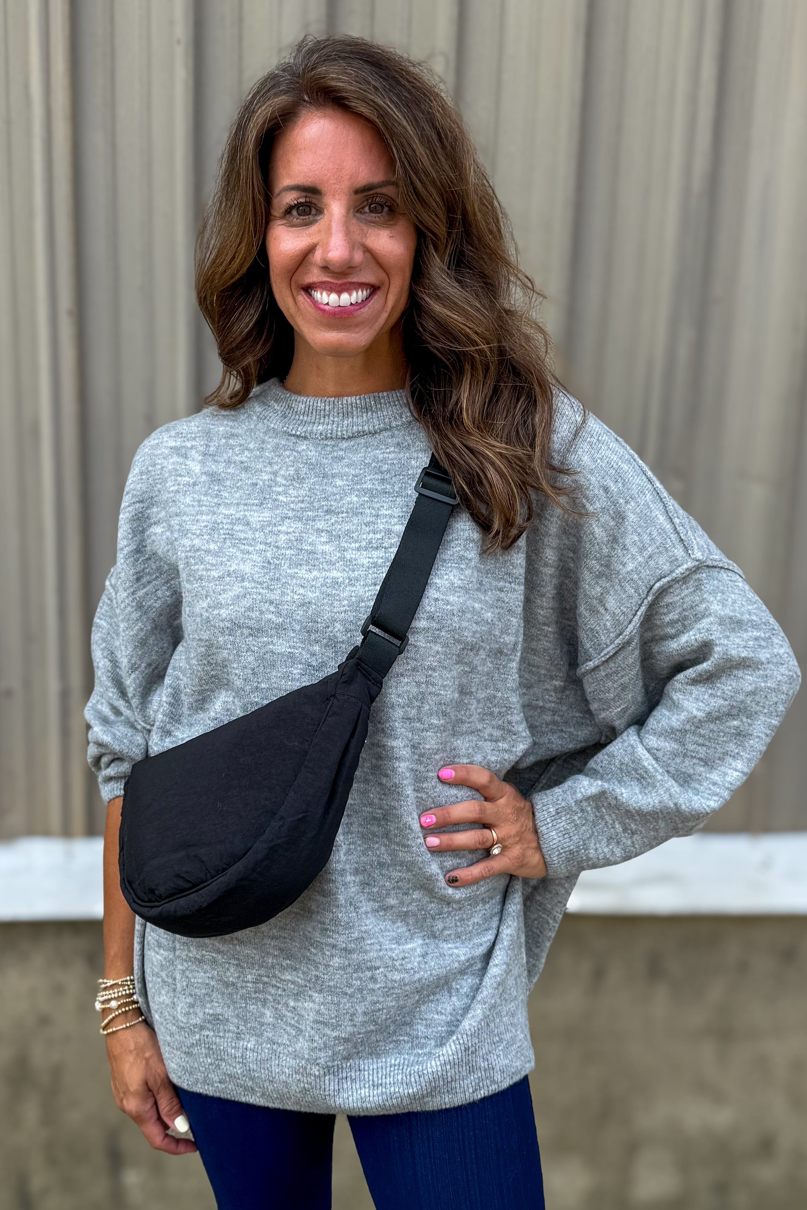 Heather Grey Oversized Raw Seam Sweater
