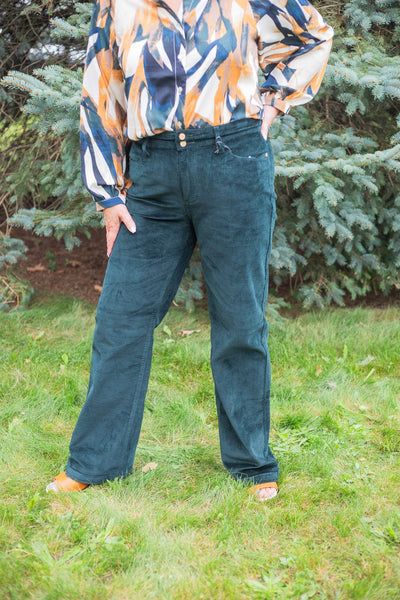 Emerald Corduroy Trouser Wide Leg