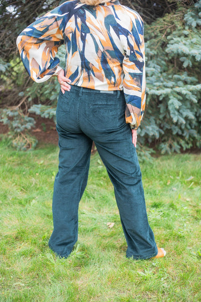 Emerald Corduroy Trouser Wide Leg