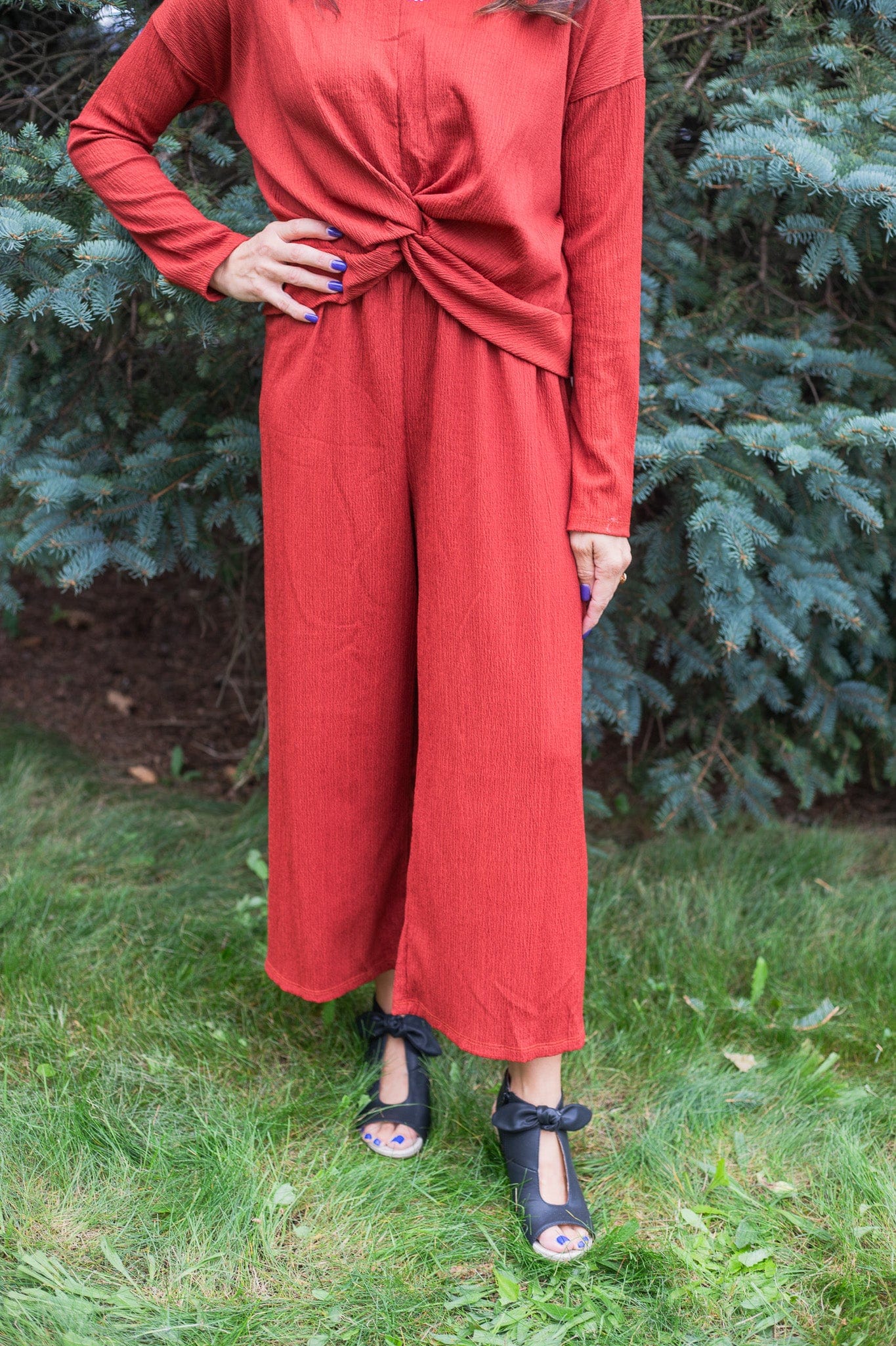 Rusty Textured Wide Leg Pant