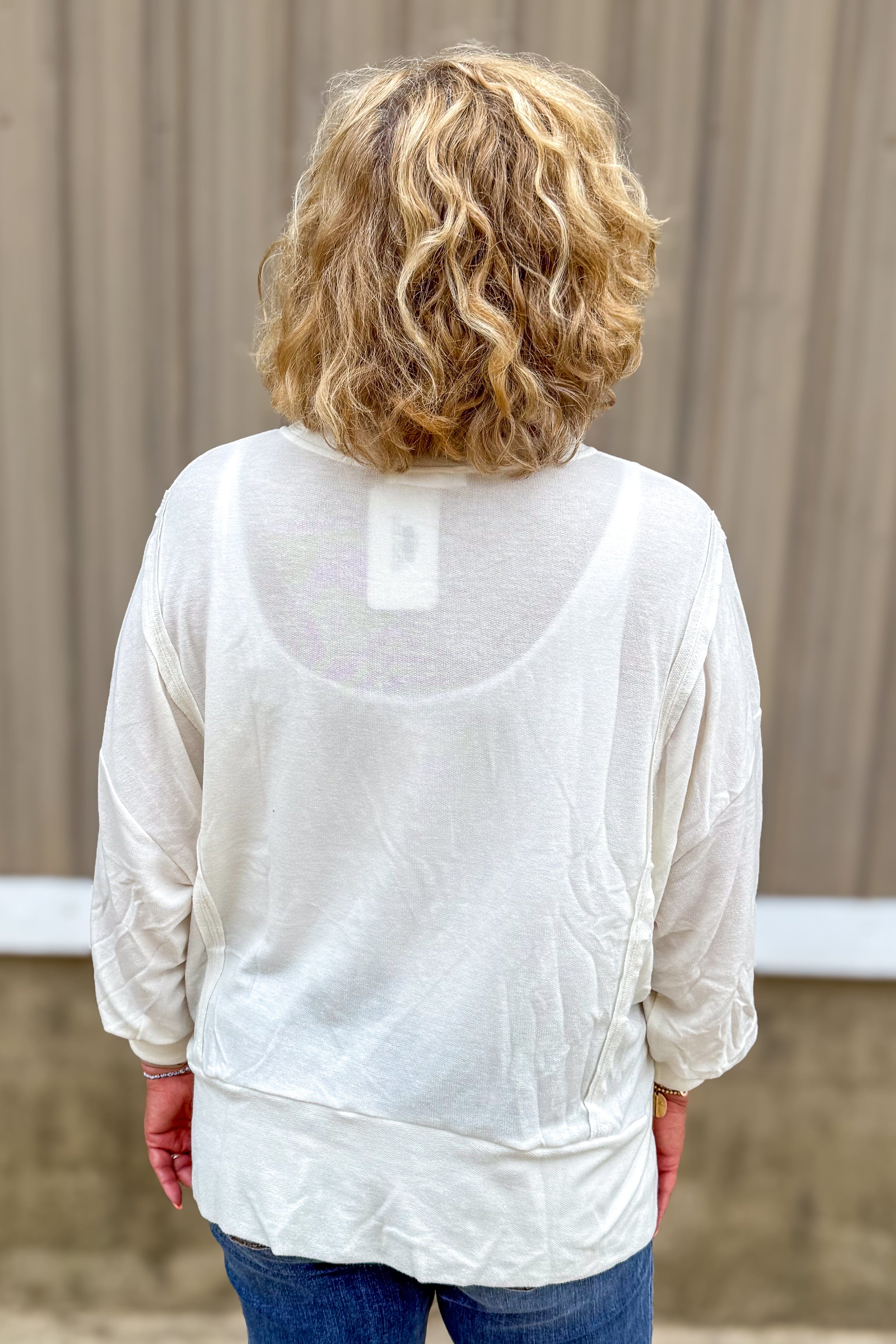 Ivory Long Sleeve High-Low Top back