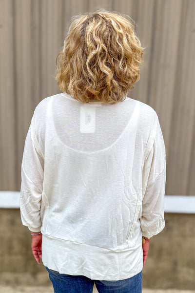Ivory Long Sleeve High-Low Top back