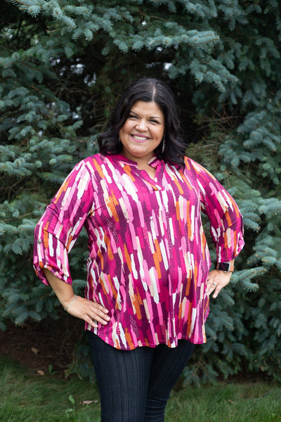 Pink Brushstrokes Lizzy Top