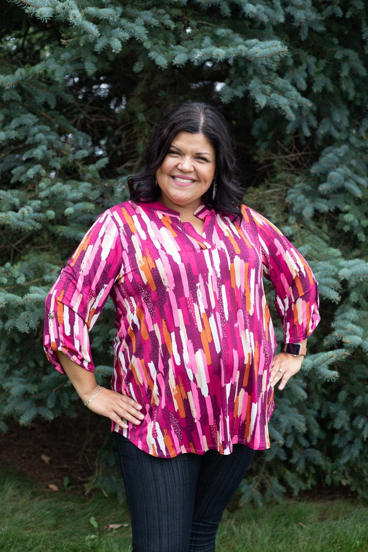 Pink Brushstrokes Lizzy Top