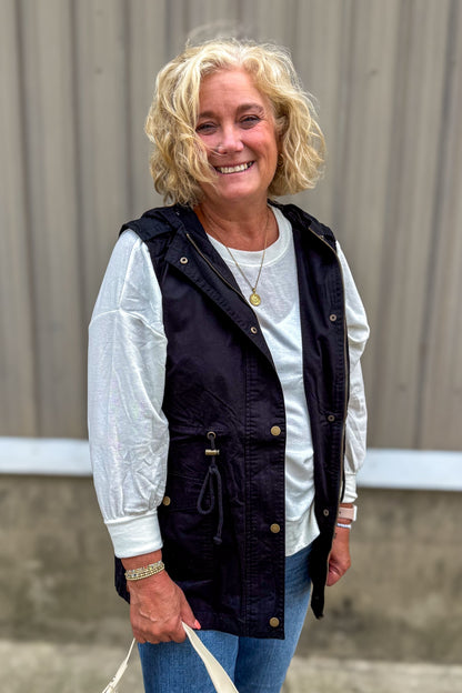 Black Woven Military Vest