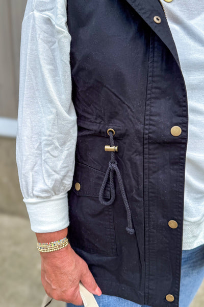 Black Woven Military Vest details