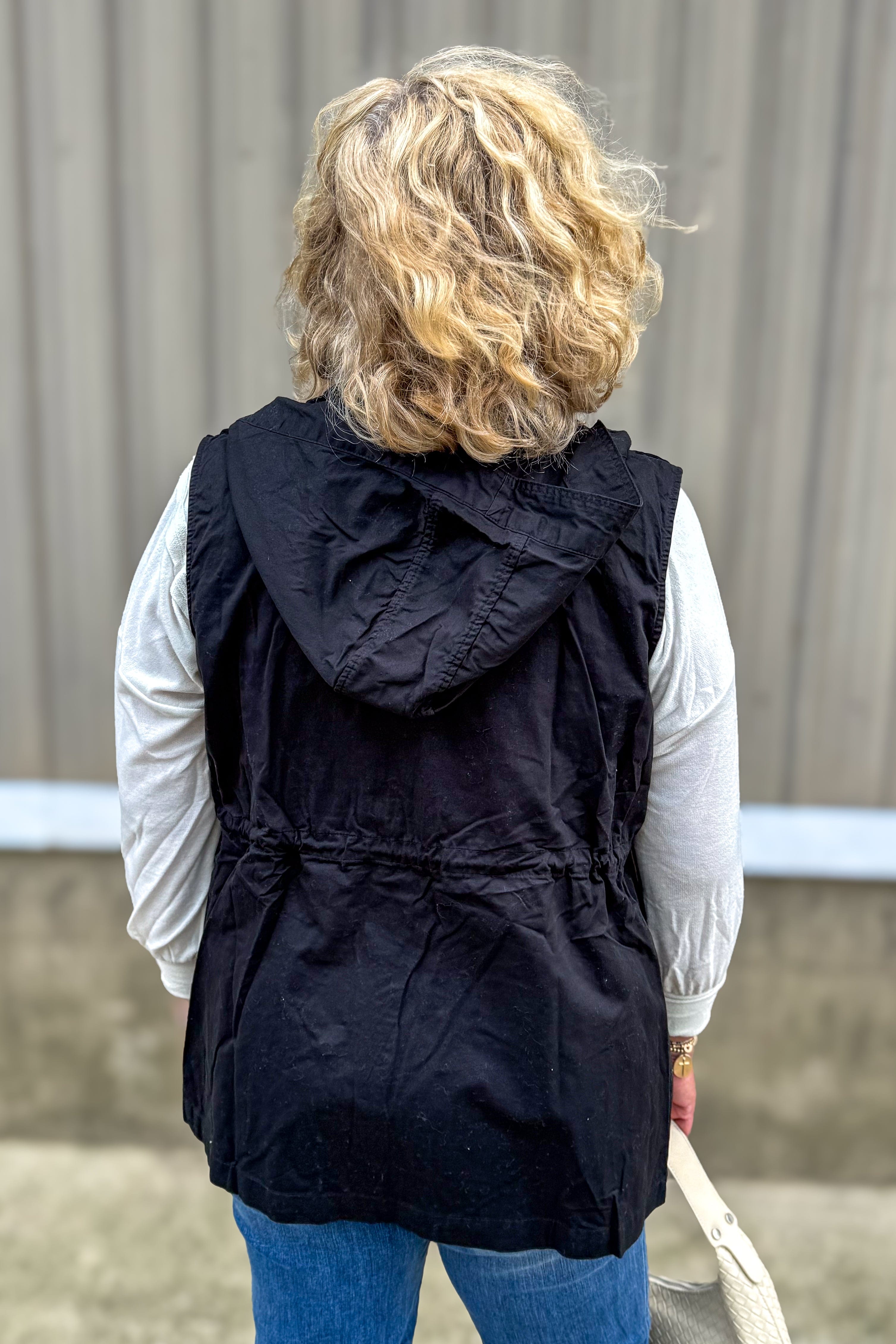 Black Woven Military Vest back