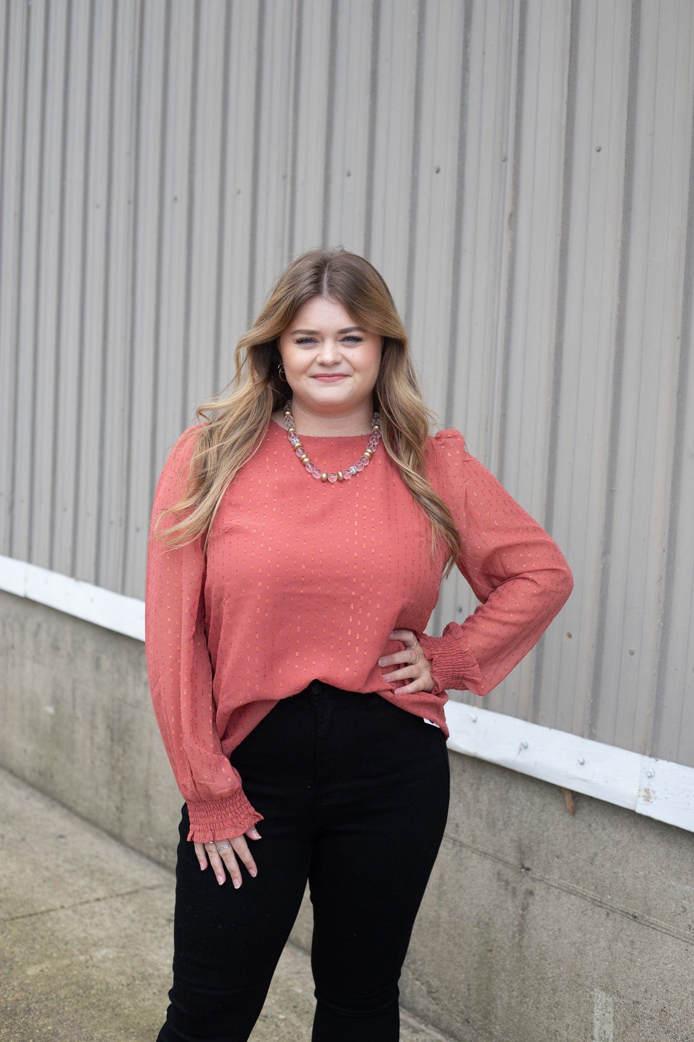 Clay Shimmered Blouse