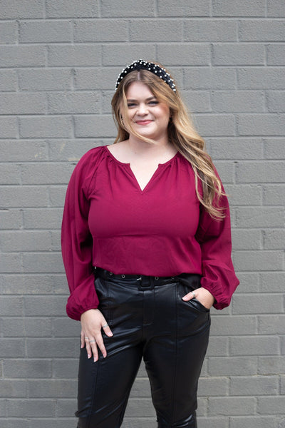 Wine Longsleeve Blouse