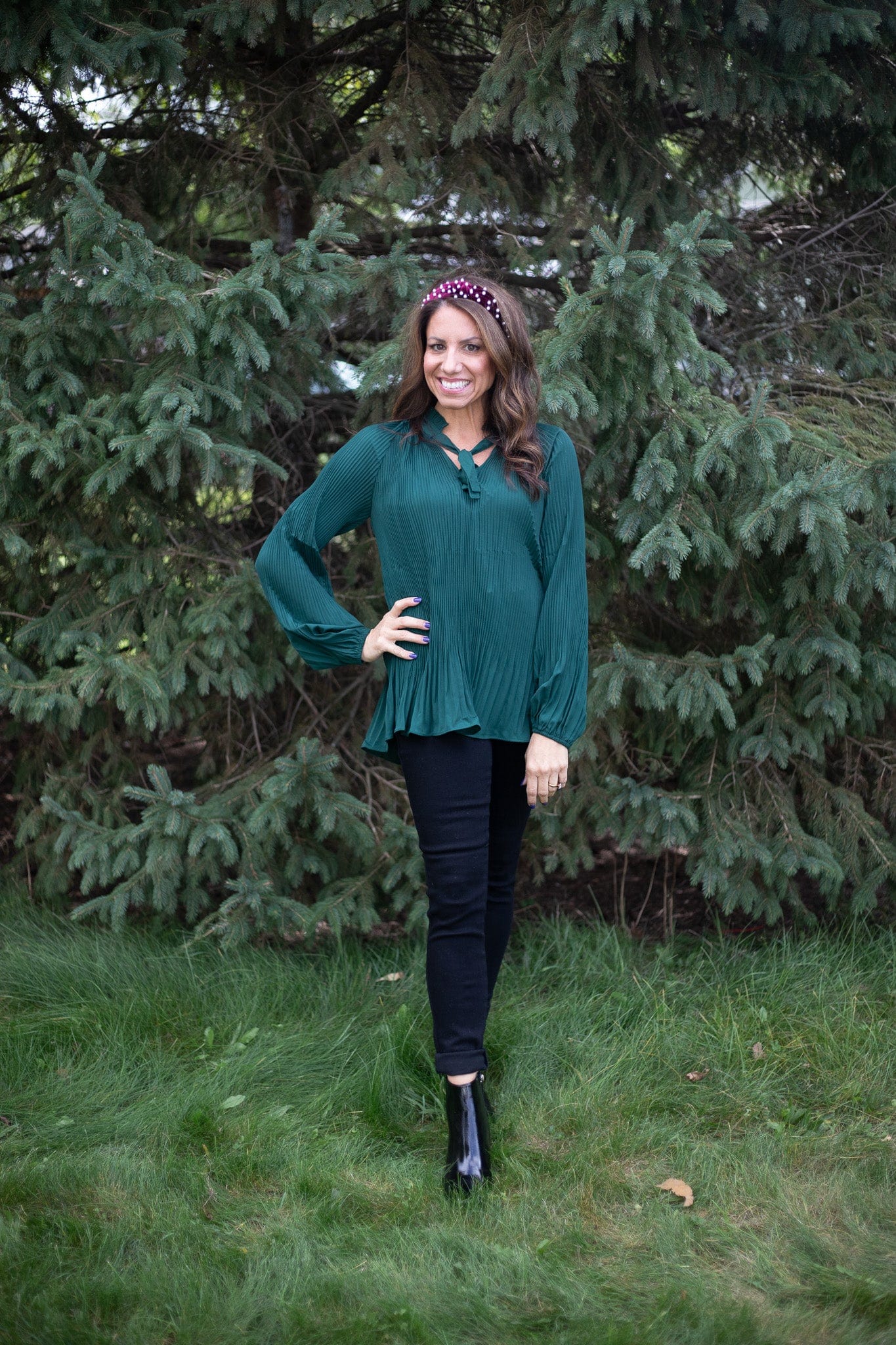 Emerald Pleated Blouse