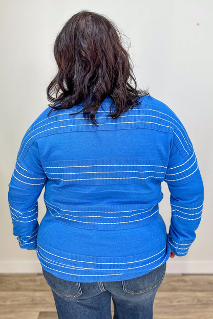 Blue Stitch Striped Crew Neck Sweater back