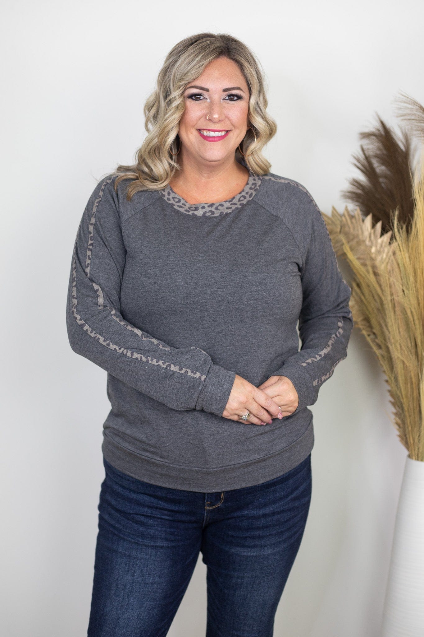 Charcoal Leopard Knit Longsleeve