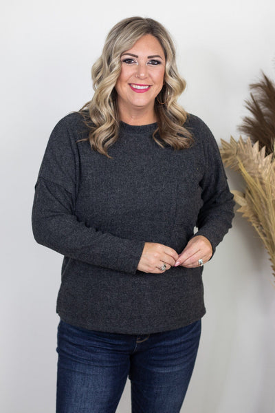 Black Ribbed Hacci Sweater