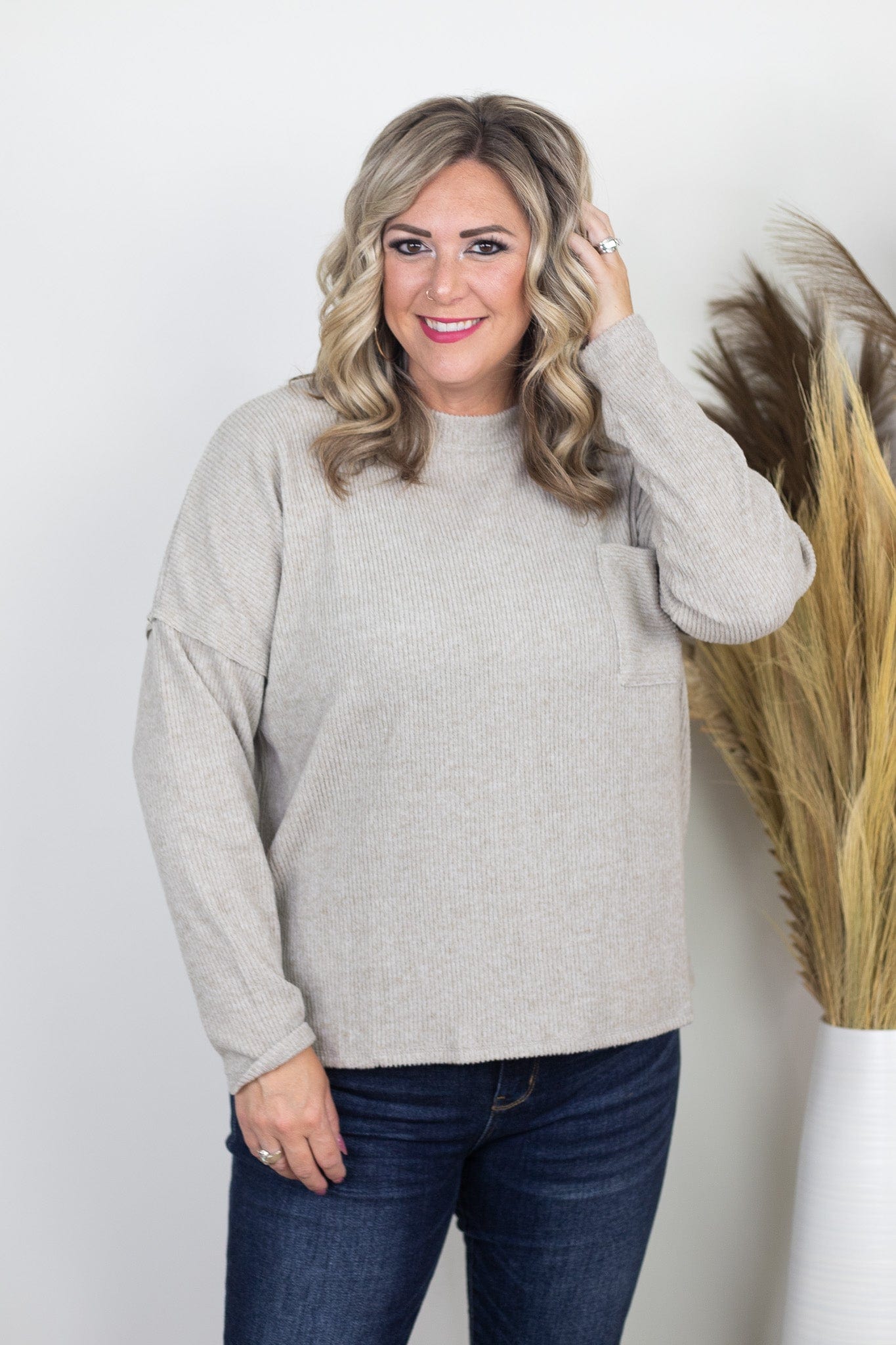 Mocha Ribbed Hacci Sweater