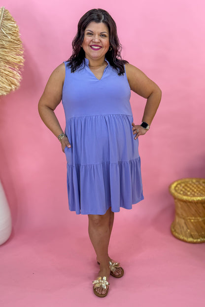Lush Lavender Tiered Tank Dress Styled