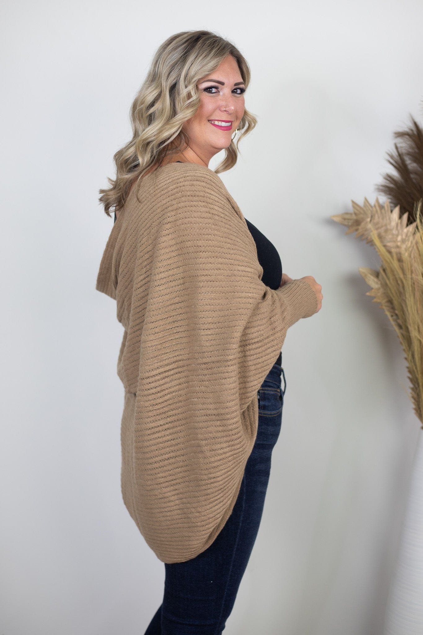 Taupe Soft Knit Shrug Cardigan