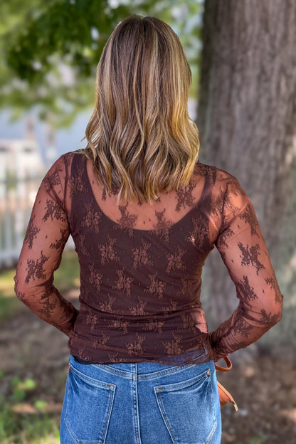 Brown Lace Layering Top back